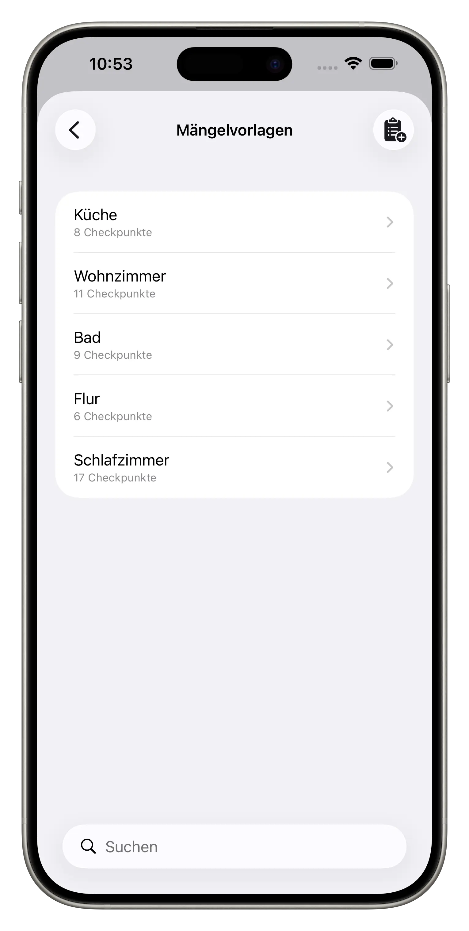 Vorlagenverwaltung iPhone Ansicht 2