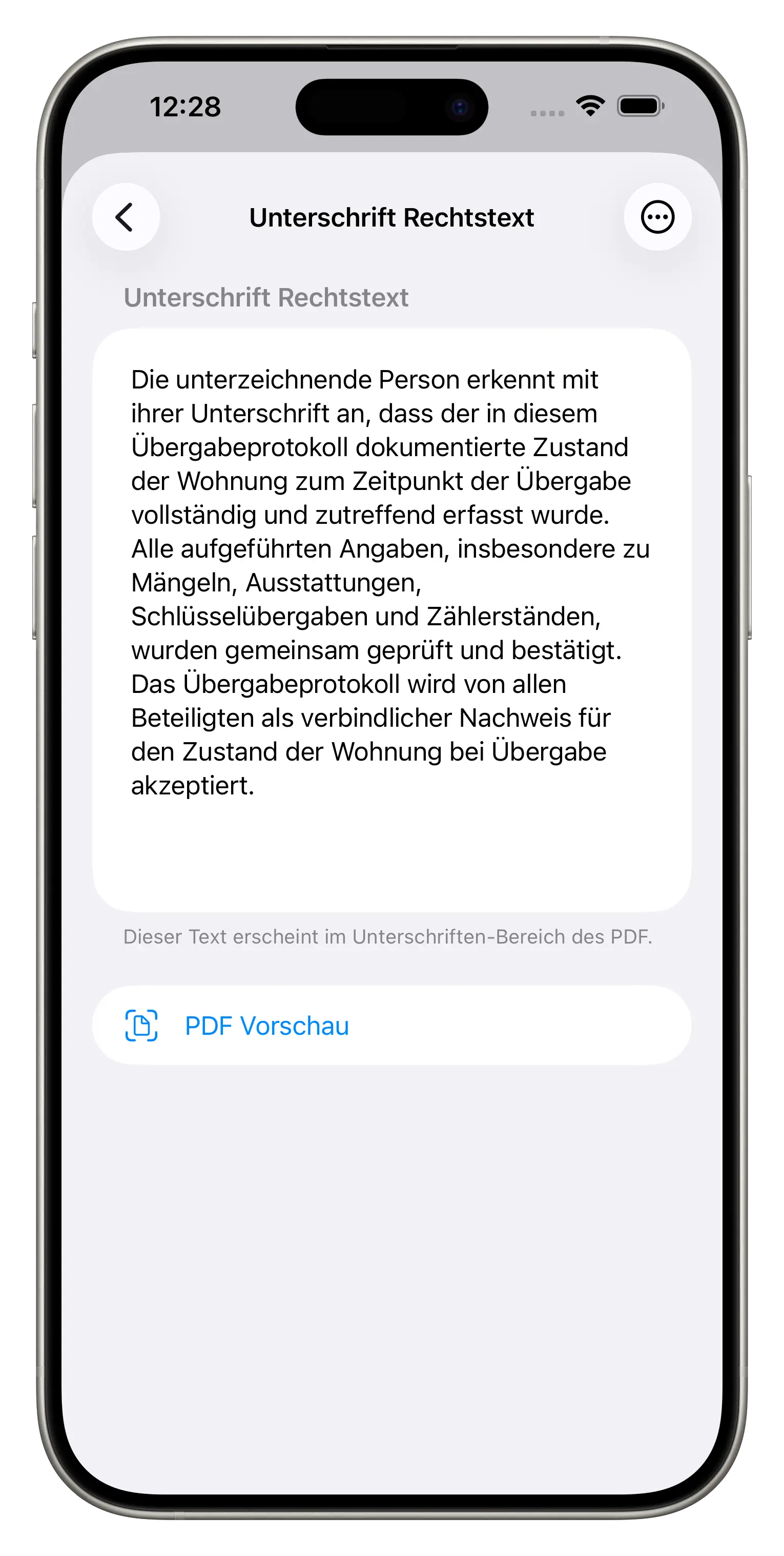 Unterschriftenverwaltung iPhone Ansicht 1