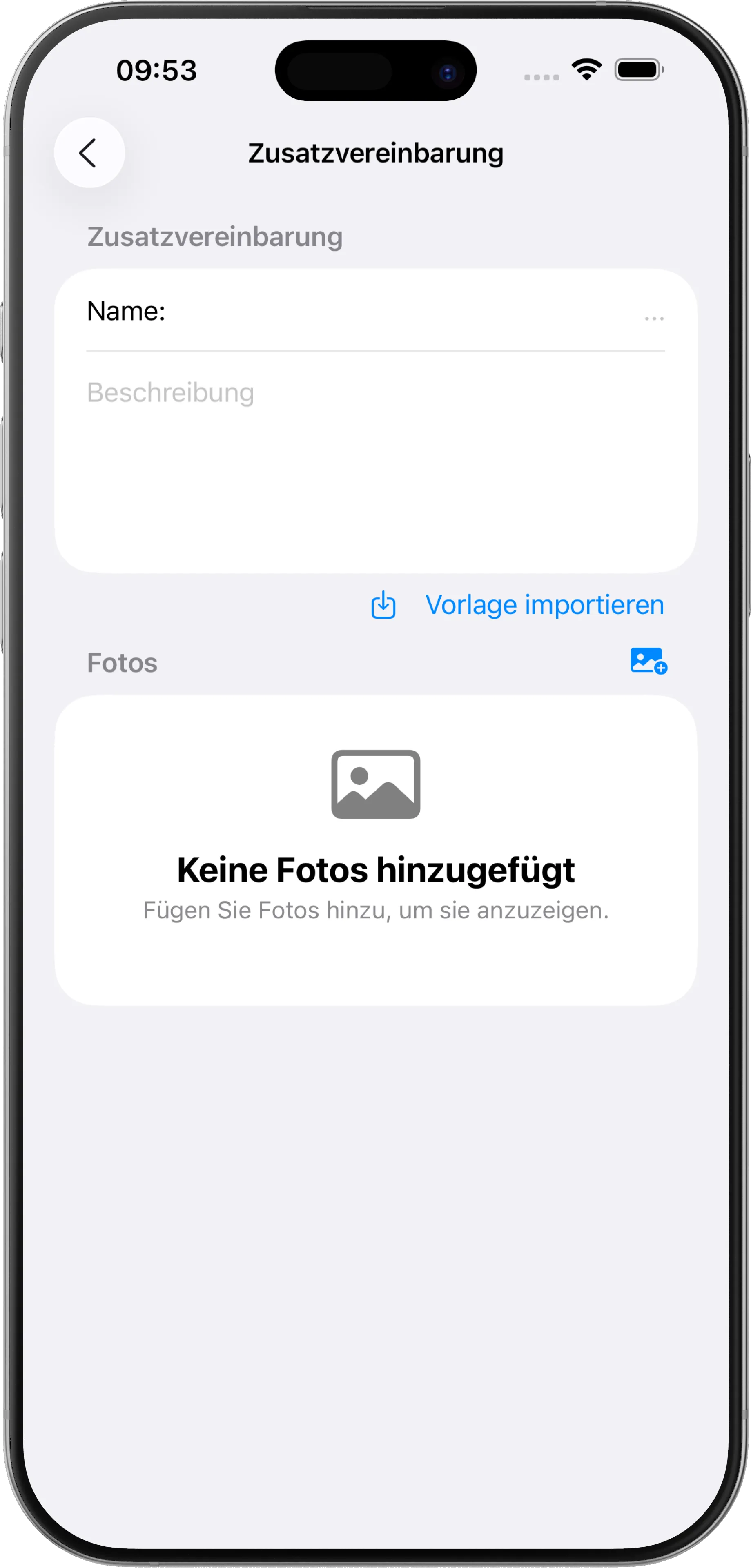 Zusatzvereinbarungen iPhone Ansicht 2